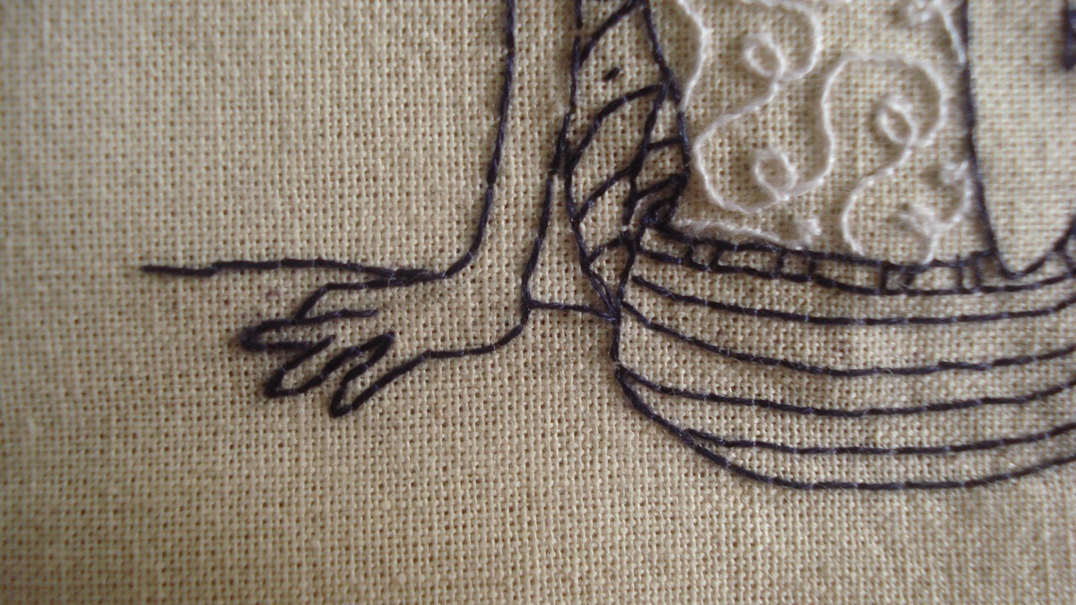 ilustración bordada bordado mujer detalle