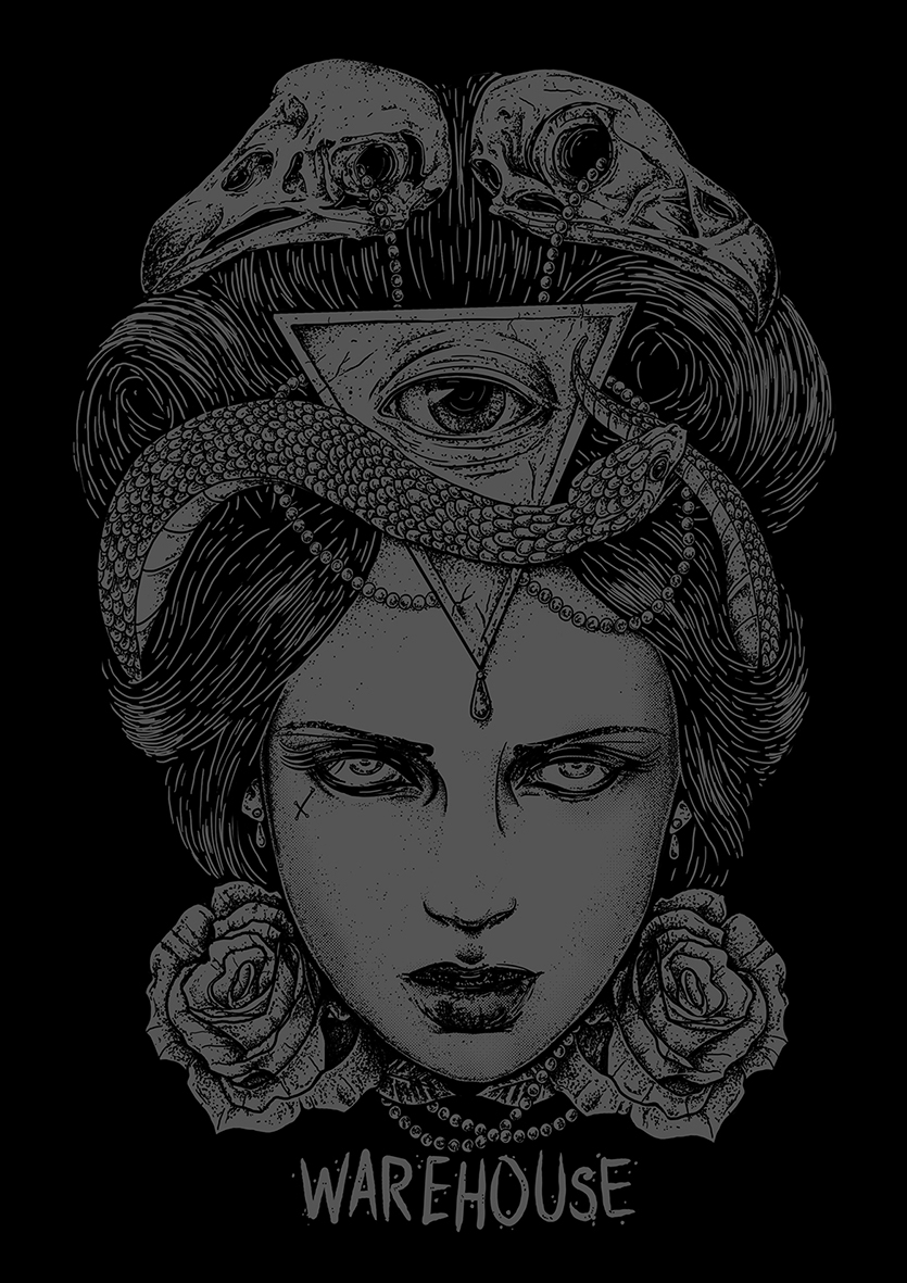 countess Scary dark goth snake eye triangle jewel rose face