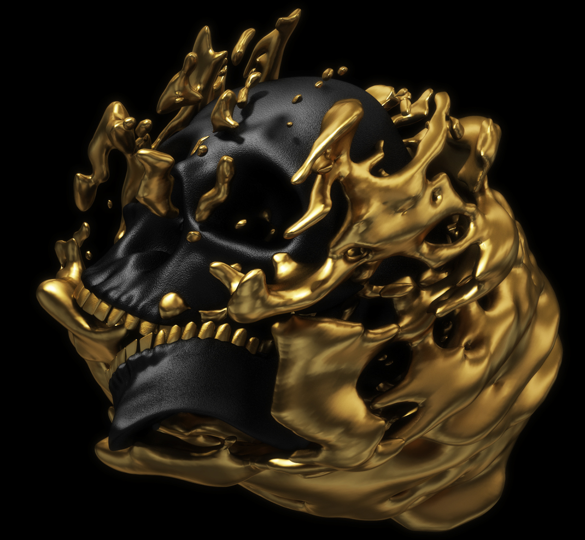 skull gold goldrush 3D digitalart art design graphicdesign motion nft