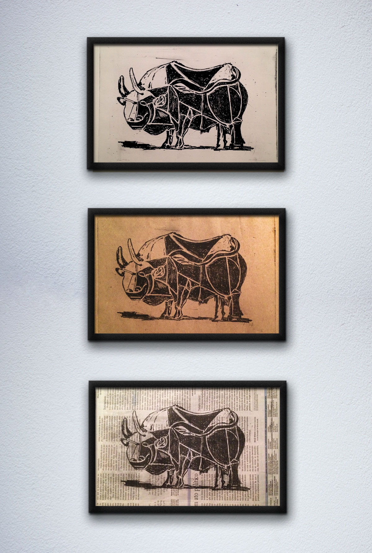Picasso bull lithography print reproduction metal