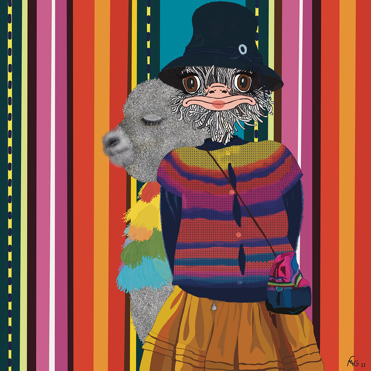 Digital Art  digital illustration арт artist concept art ostrich Procreate bolivia friend alpaga digital or