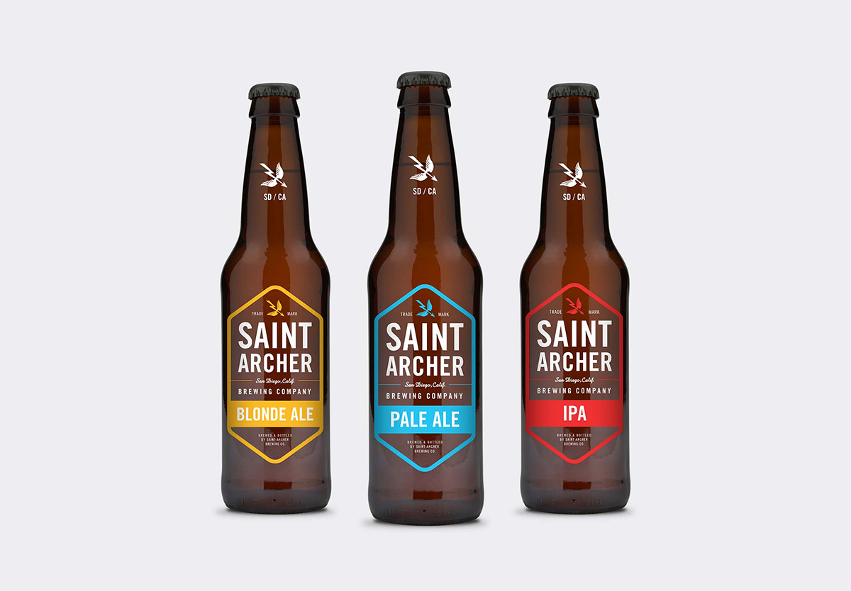 beer bottles SaintArcher seal badge alcohol beverage