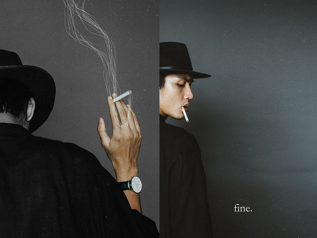 man Emotional smoke black conceptual filmcamera noise alternative Adaptive portrait angle model test black & white men