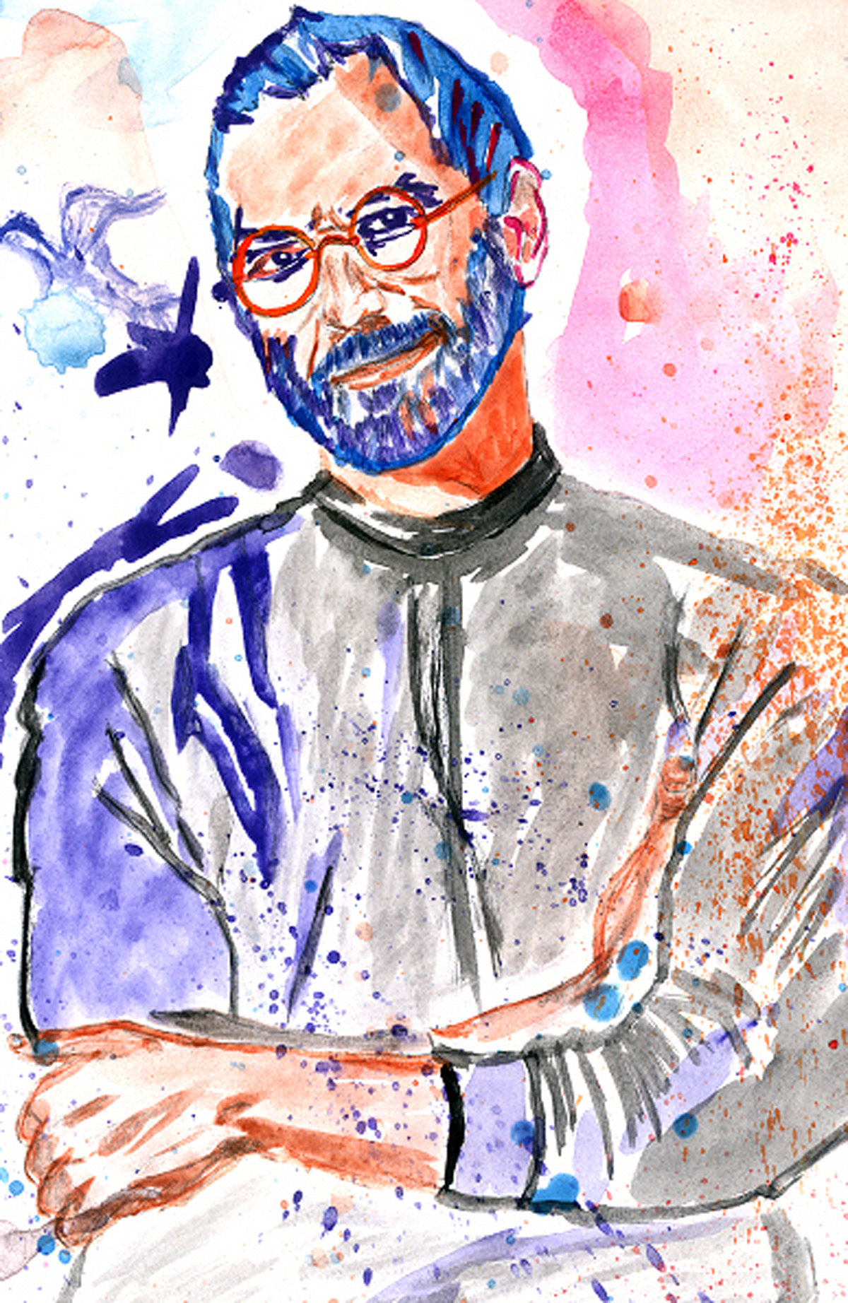 steve Jobs Steve Jobs poster tribute watercolor ink apple