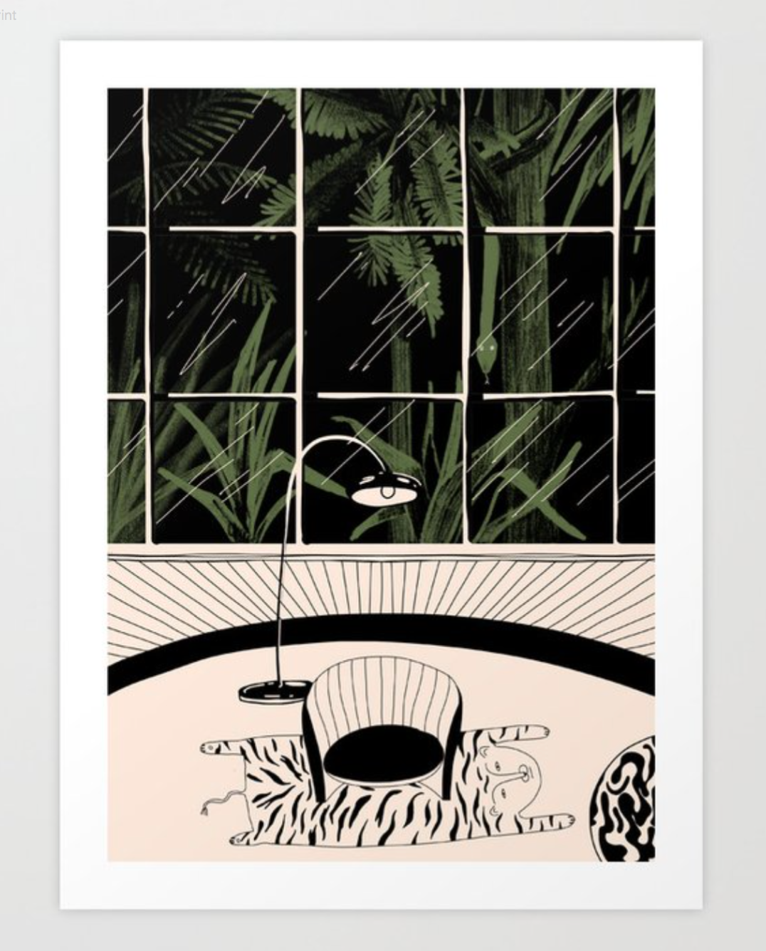 tiger plants jungle snake Interior armchair Window art print sale society6 tiger carpet
