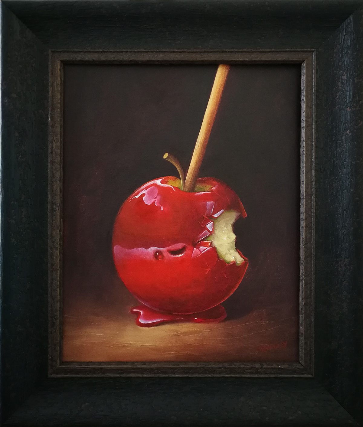 still life candy apple Candy creepy cute Oil Painting Food  skull Renaissance traditional