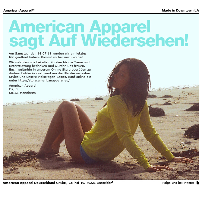 email marketing  email flyer American Apparel Online Advertising