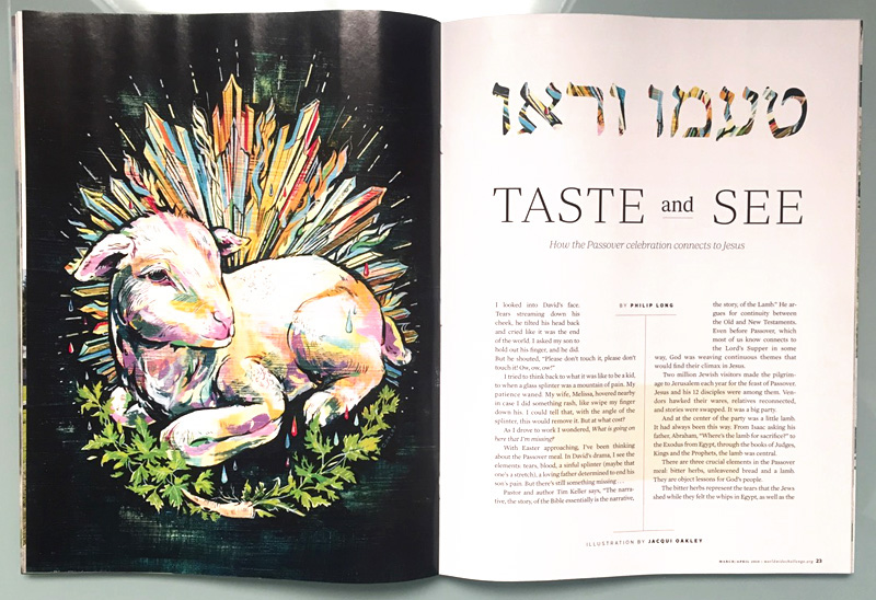 Passover lamb ink animal leaves rays editorial process magazine seder judaism paint art draw colour