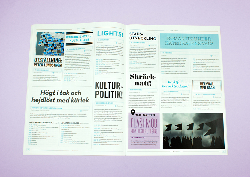 Kulturnatt Stockholm SNASK lightbox neon inspire magazine identity tactile visual identity Layout