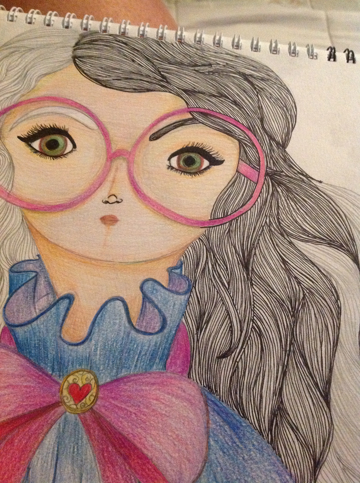 ilustracióm  sketches Love  color pencil colors girl