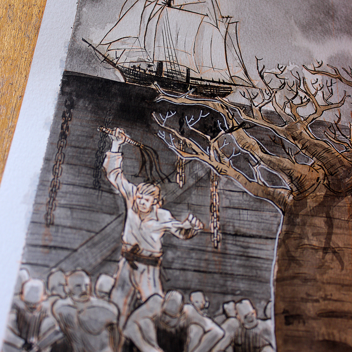 Drawing  paint ink inktober pirates ships sea