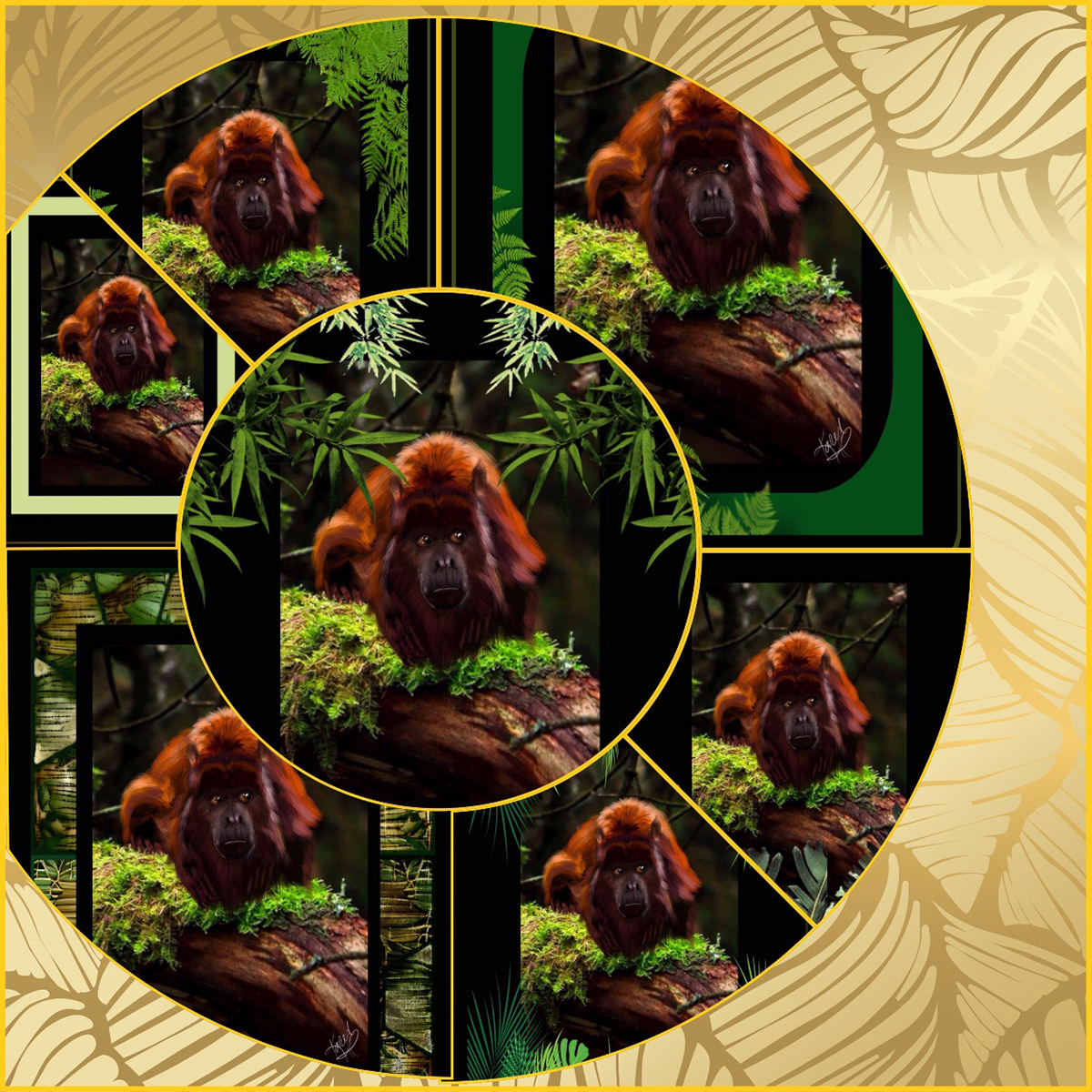 Digital Art  digital painting Drawing  illustrations animals primates monkeys apes howler monkeys