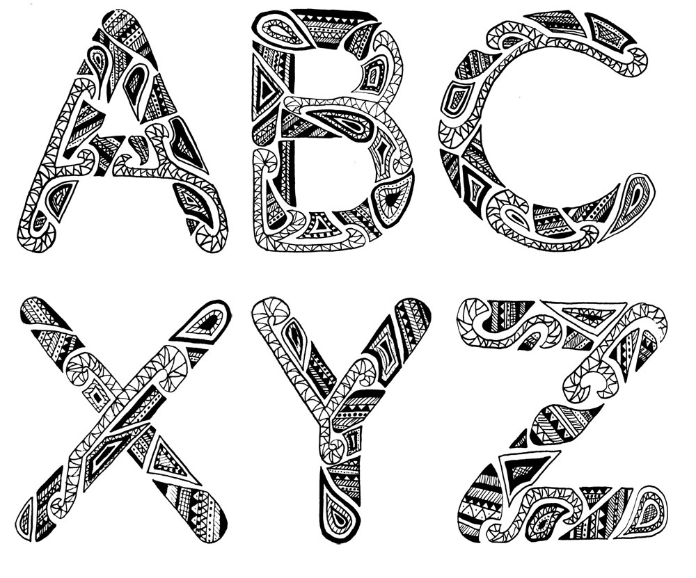 type Typeface handdrawn Illustrative alphabet ABC graphics poster henna