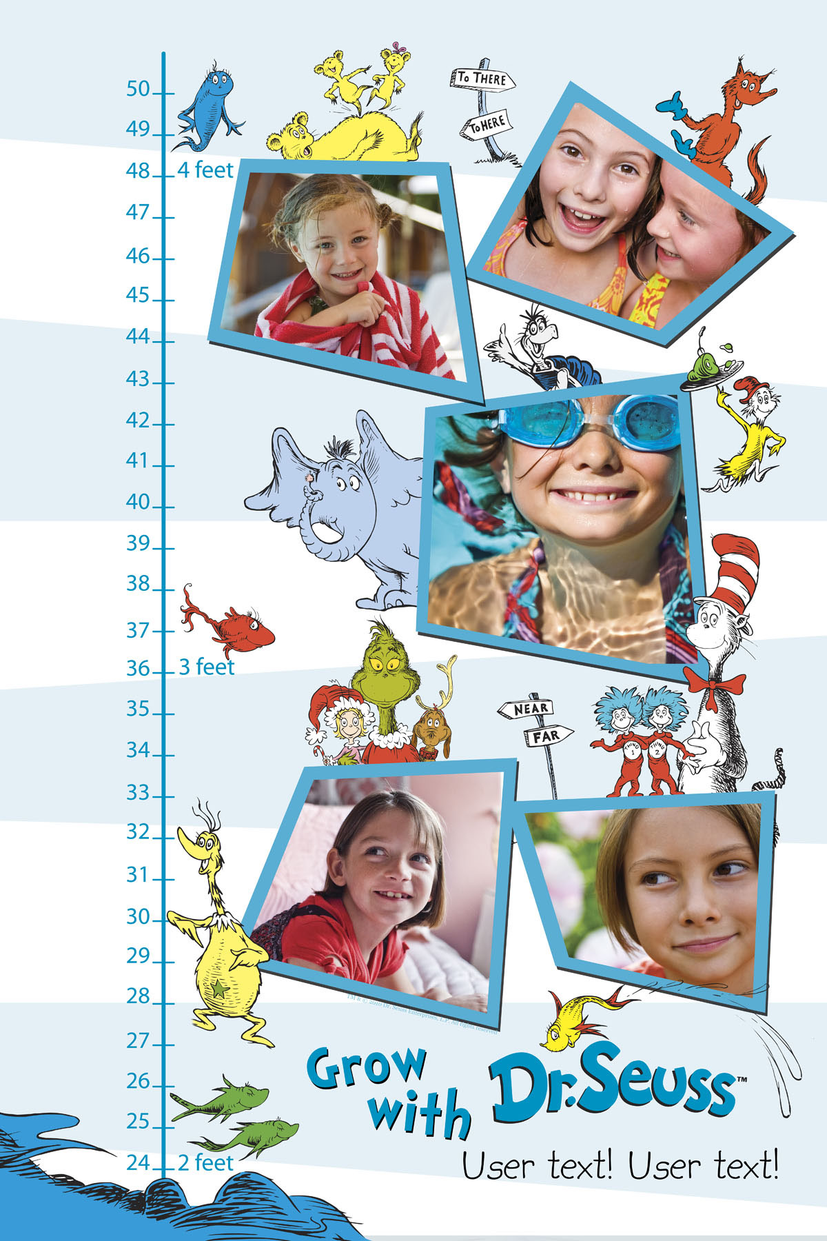warner brothers seuss Growth Charts Scooby Do Cat in the Hat kids bright colors digital design photoshop brand