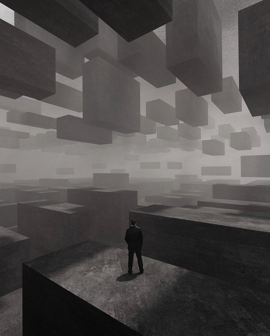 3d modeling architecture Brutalism concrete Cyberpunk Digital Art  dreams manipulation moon visualization