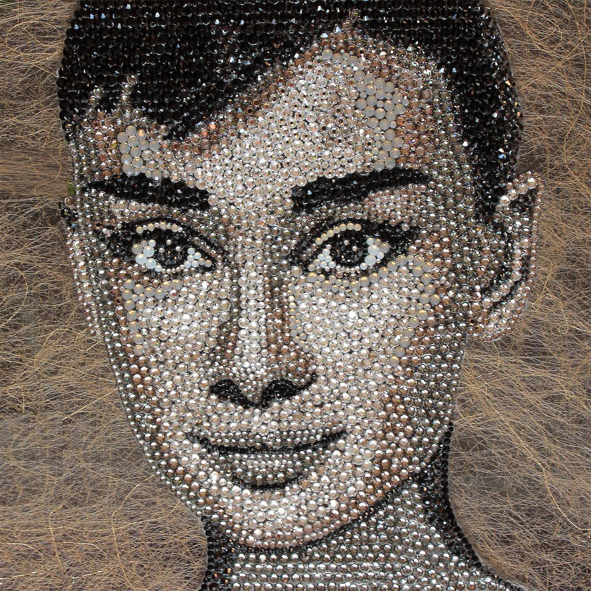 Swarovski swarovski crystal Swarovski Elements portrait swarovski art swarovski portrait Audrey Hepburn morges Audrey Hepburn portrait Pointillism
