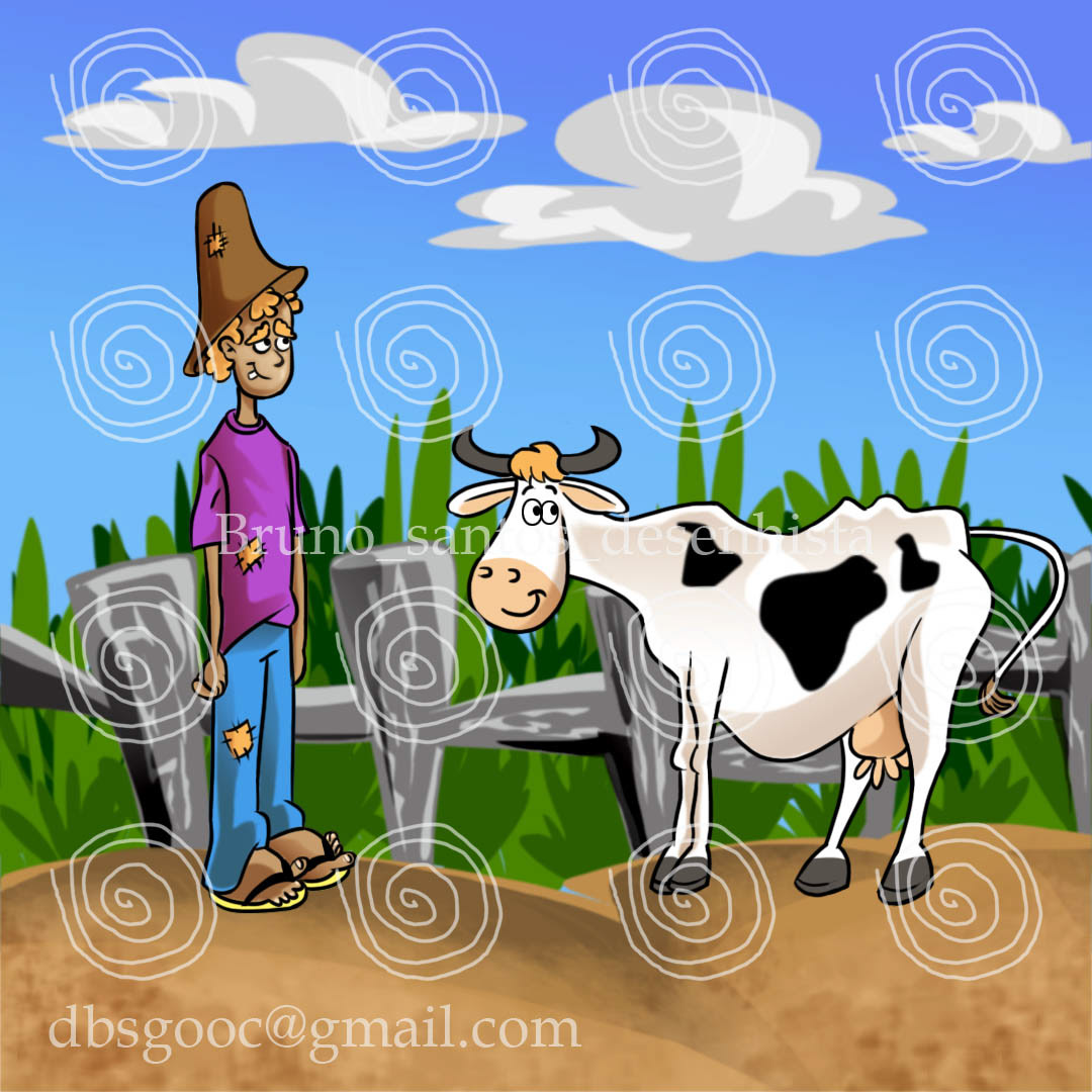 farmer and his kitty 
fazendeiro e sua vaquinha

