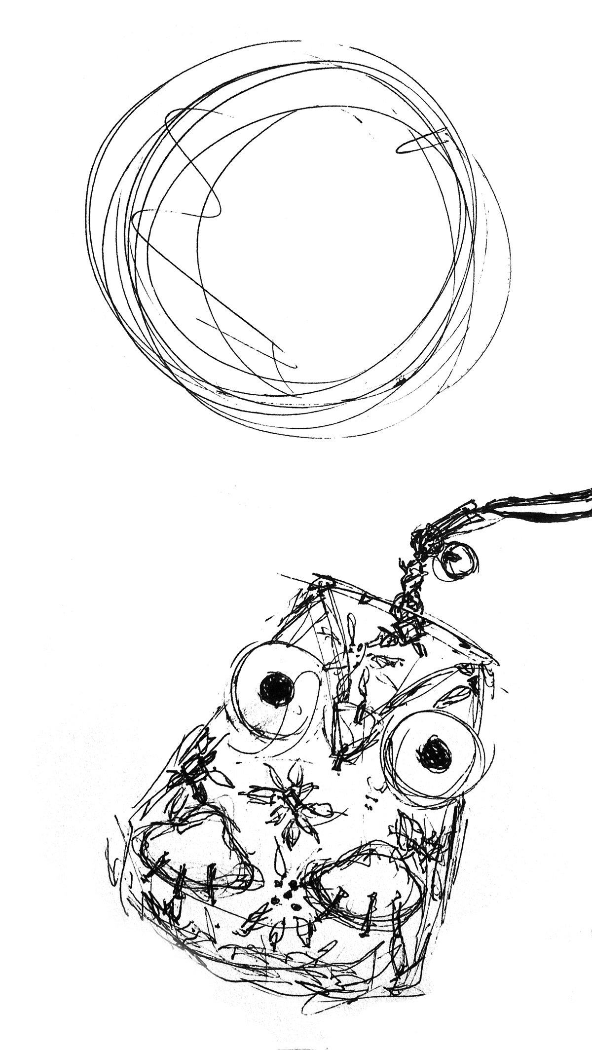 Full Moon Owl Drawing  full moon owl pencil pen