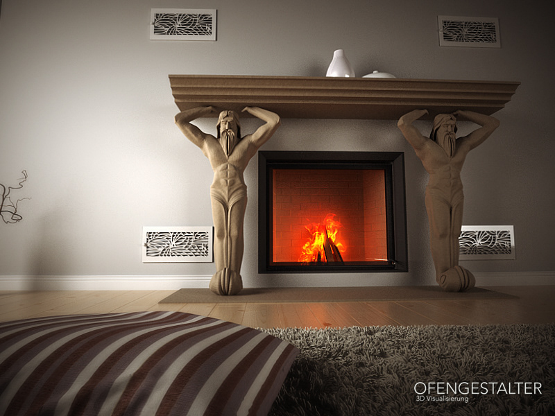 Render 3D fireplace cheminée Brunner cinema4d c4d vray palettecad Vrayforc4d