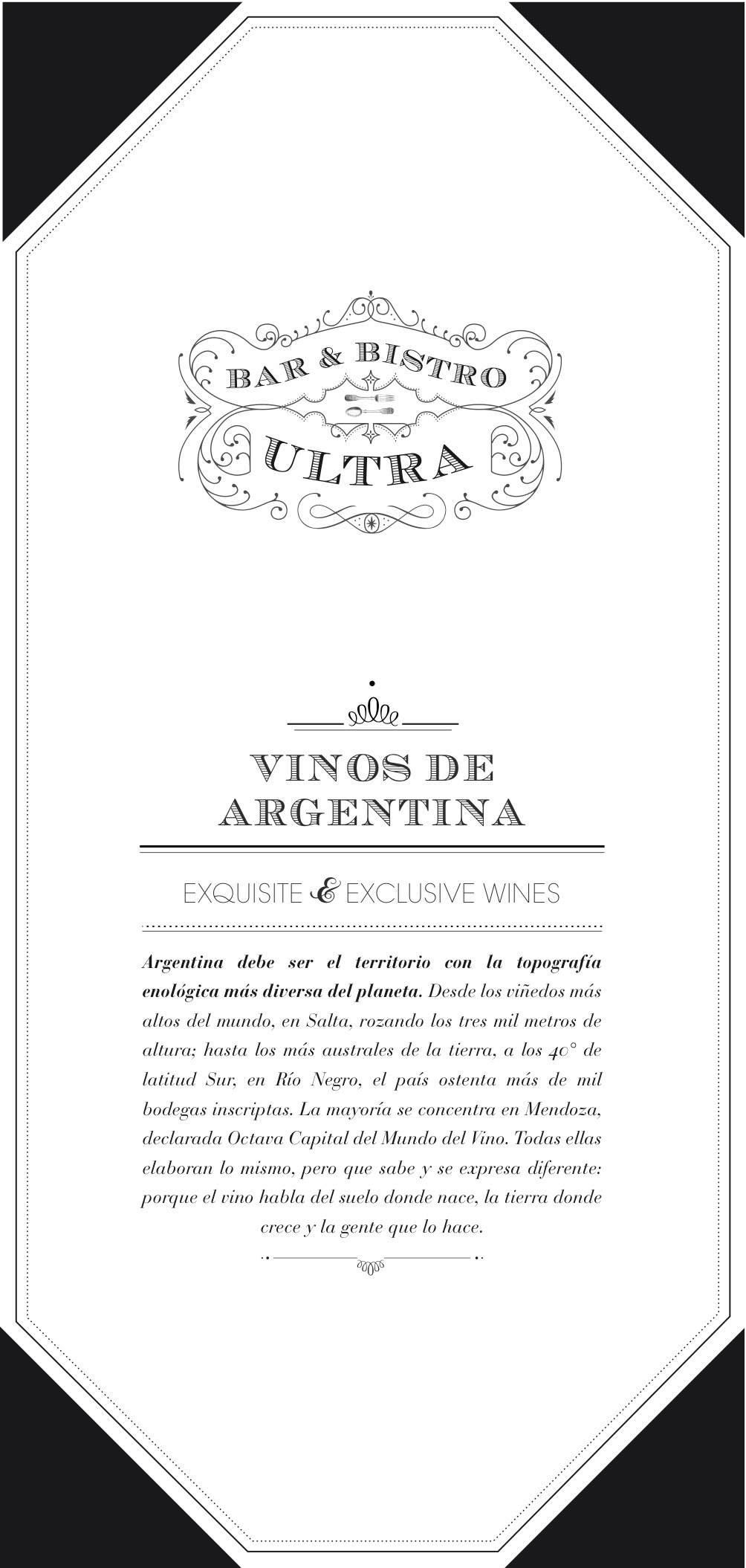 menu wine menu carta de vino ultra hotel bunker 3022