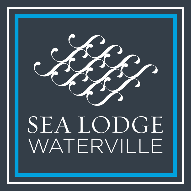 logo design graphic sea lodge Waterville Ireland kerry hotel blue text type Icon vector Illustrator