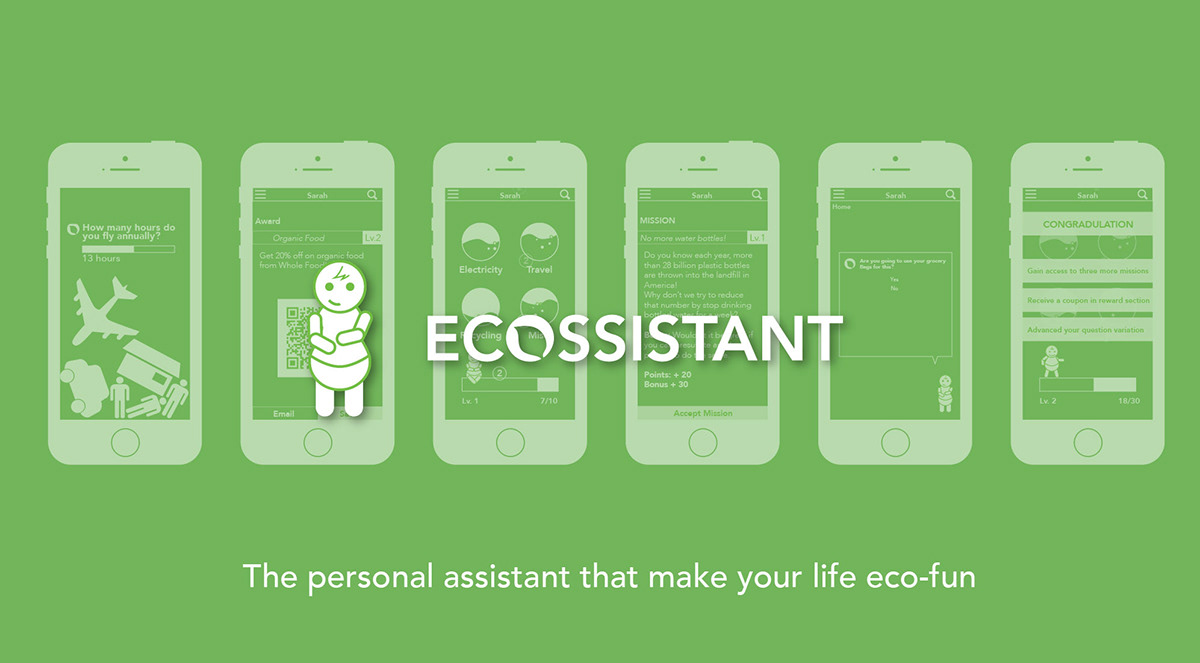 UI ux user experience app design eco-friendly tracker ASSISTANT green