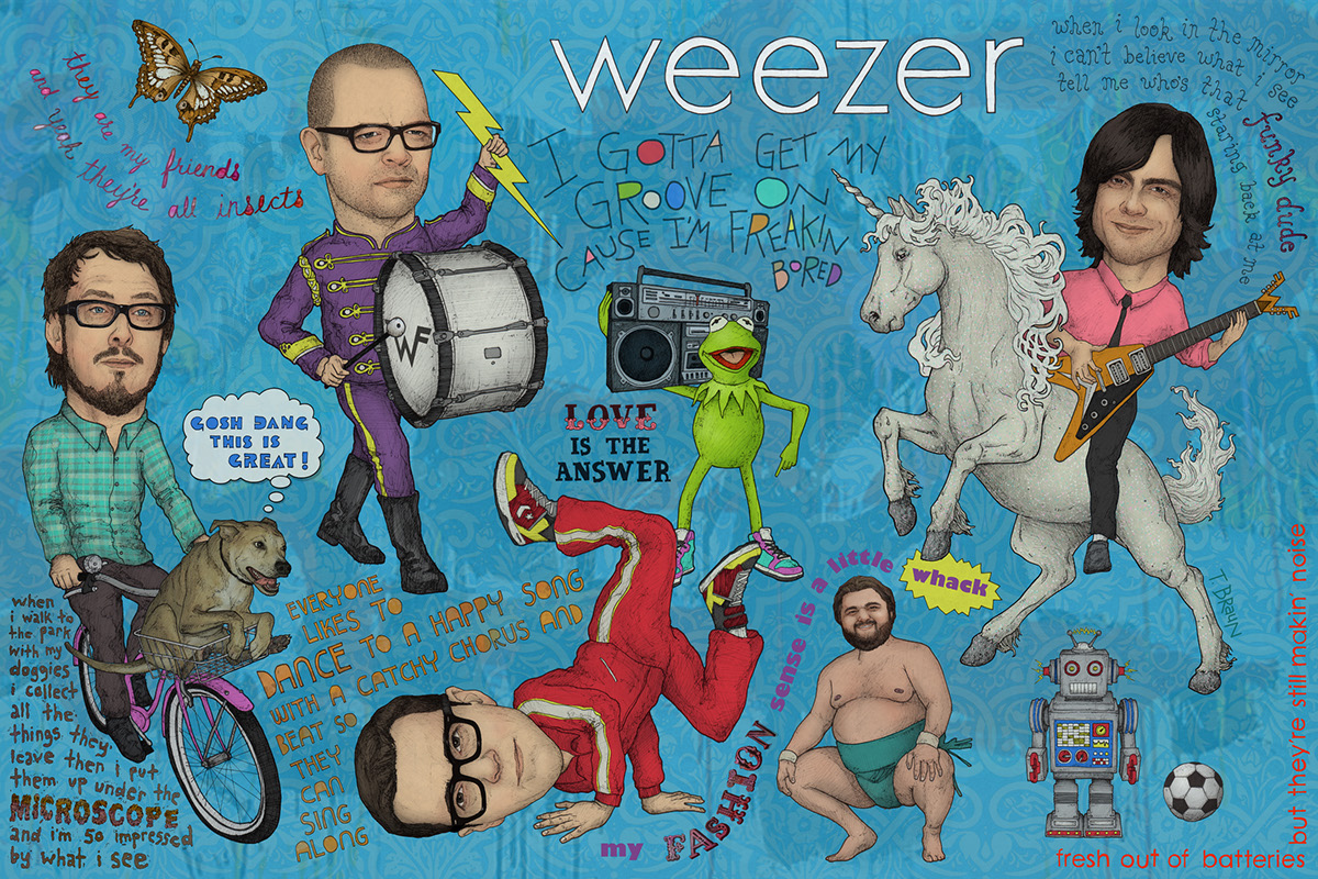 weezer music posters gig posters Limited Edition Prints rock n roll Pop Art portraits awesomeness radical Travis Braun T Braun Art Rivers Cuomo