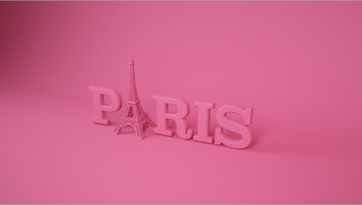 Paris Love 3D pink gold White cloud diamond  art concept personal project poster print