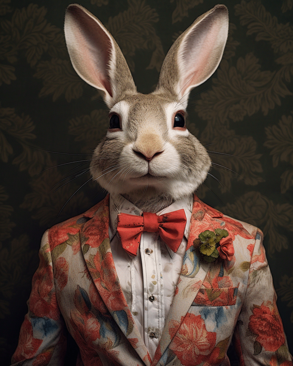 rabbit animal portrait personification Digital Art  Ai Art midjourney artificial intelligence