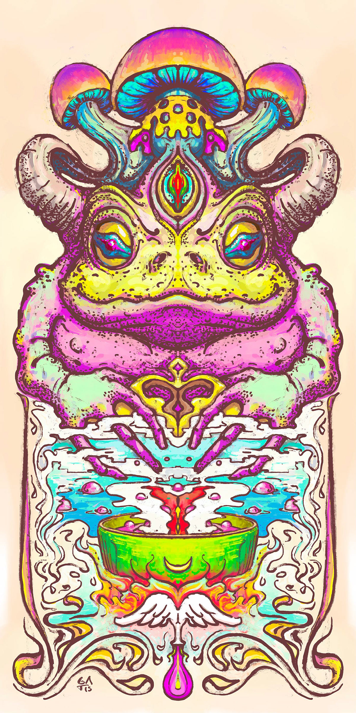 art Digital Art  fantasy art frog Gatis Cirulis mashrooms psychedelic surealism surreal trippy