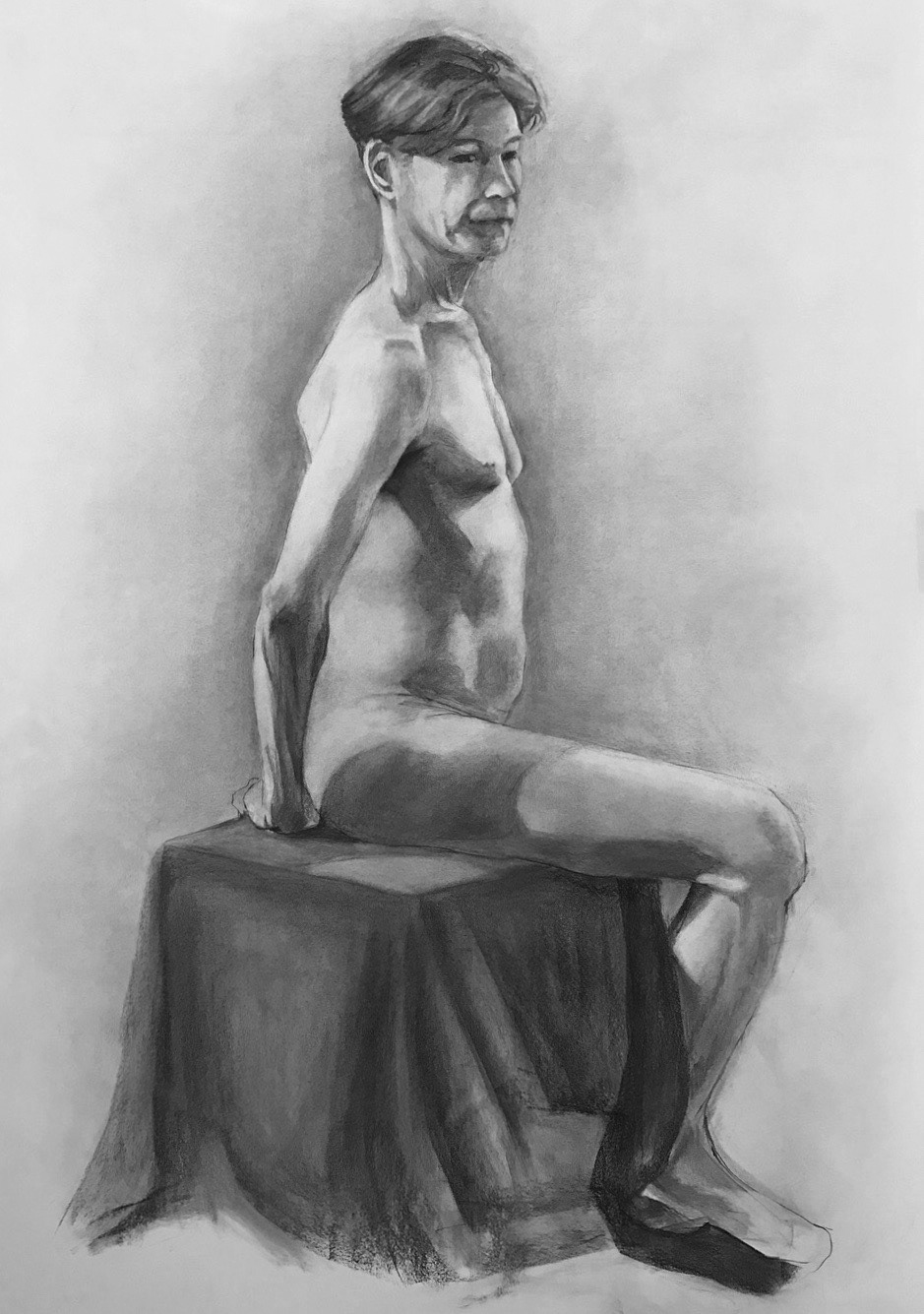 Drawing  charcoal fine art pastel pencil Figure Drawing