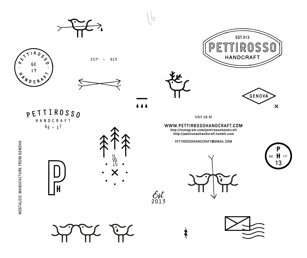 Pettirosso handcraft mark symbol logo bird leather goods brand craft handmade identity WALLET marks