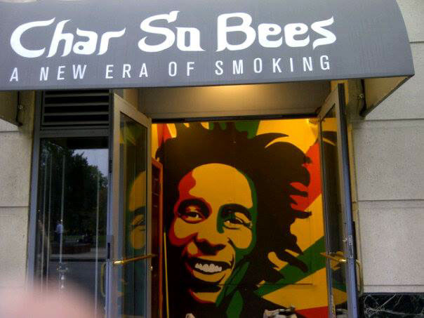 char so bees smoke shop Bob Marley Mural Boston Common