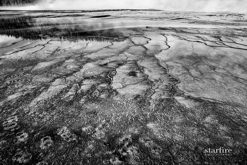 starfire photography Landscape Nature beauty Yellowstone National Park Yellowstone geysers abstract black and white blue