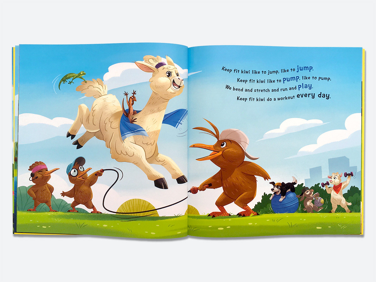 children's book Picture book songbook kiwi kidlitart exercise Character design  animal character children New Zealand