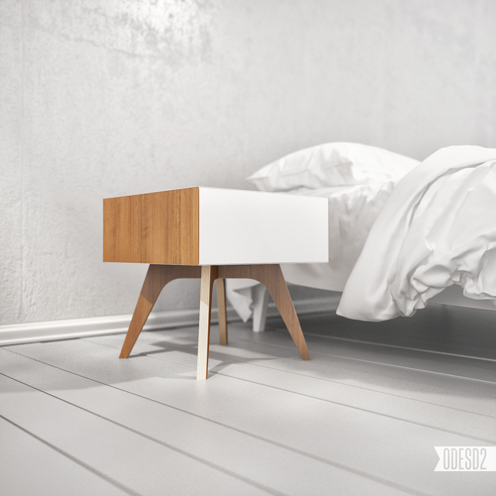 bedside table commode White mdf wood oak veneer design furniture ukraine kiev ukrainian clean Minimalism