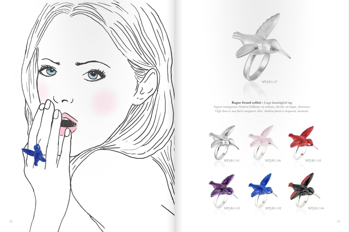  Alice Drapanaski fashion illustration girl jewels jewelry hummingbird Lookbook