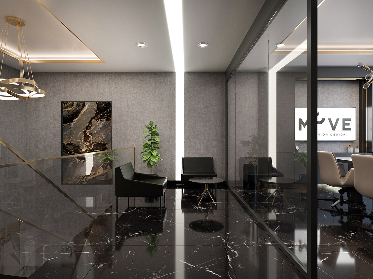 Office Design visualization Render interior design  3ds max corona modern luxury gold showroom