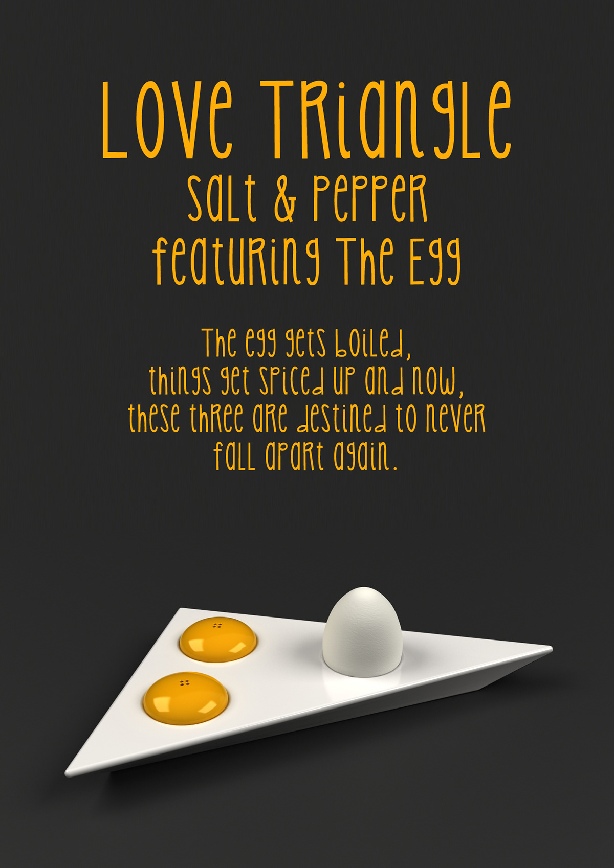 White  yellow  egg Salt  pepper egg holder porcelain  ceramic Love  triangle  breakfast  kitchen tableware