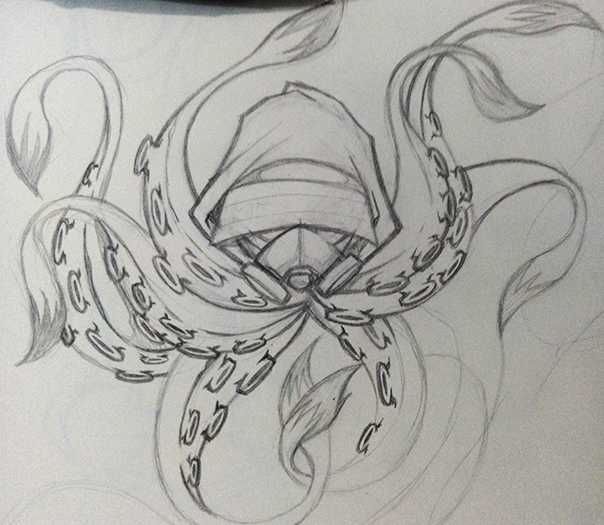 skecthbook black octopus art Drawing  Character
