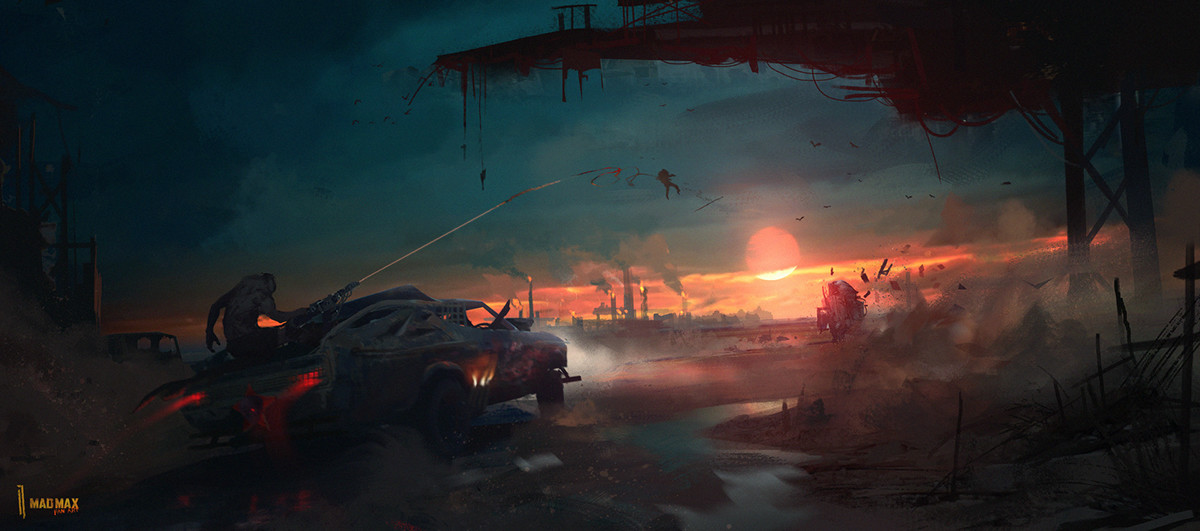 2D concept fanart environment apocalypse madmax scenery Seventeenth Landscape sunset