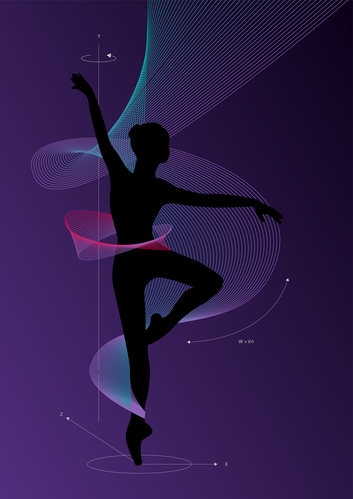 print design ballet infographic DANCE   poster bold color Silhouette lines