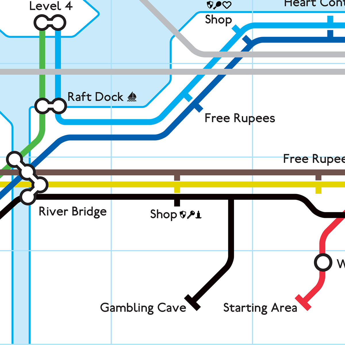 Nintendo subway Transit map NES video game Retro zelda final fantasy metroid metro underground system infographic