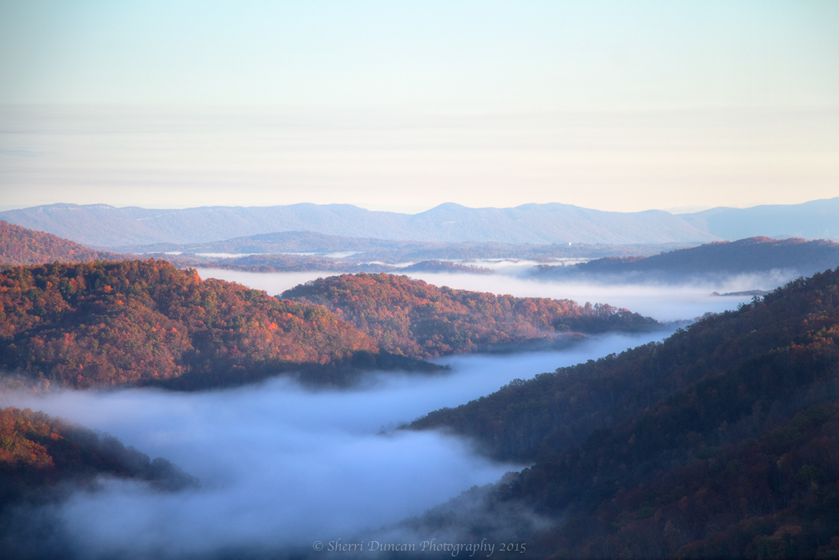 Landscape fog mountain Tennessee walden ridge fire tower Nature