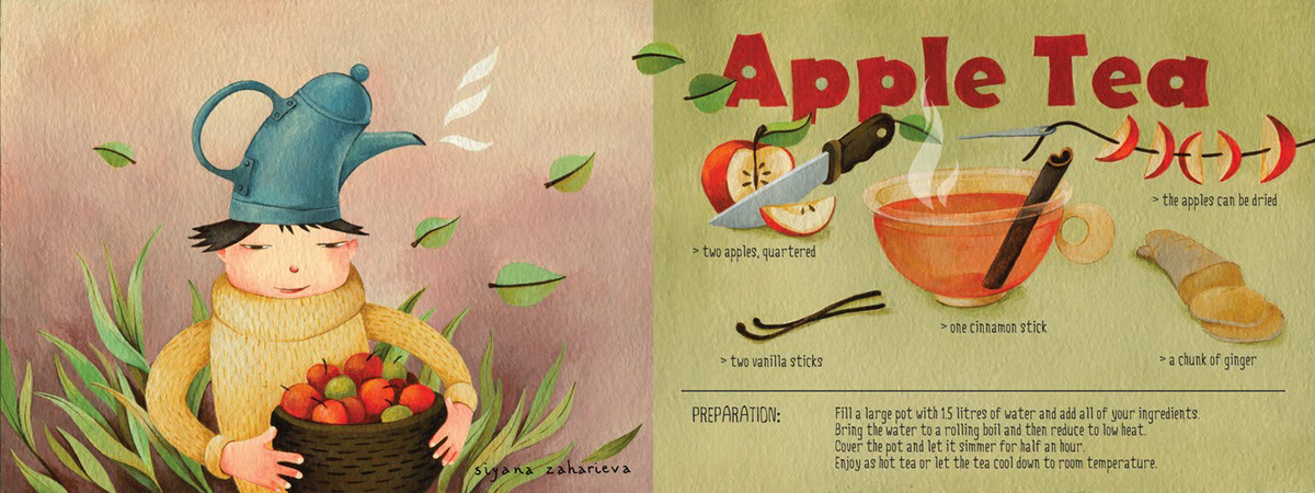 illustrated recipes infographics apple tea  Tarator broccoli Tart