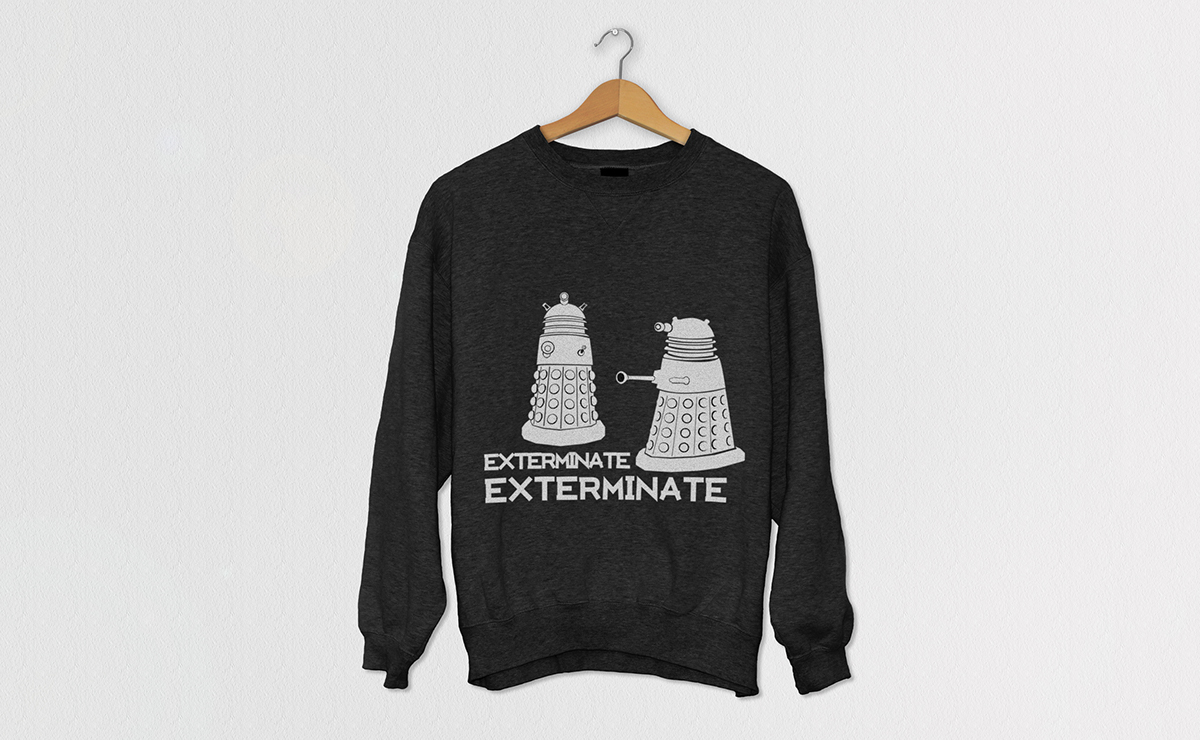 doctor Who design tshirt sweater Dalek black White 2D