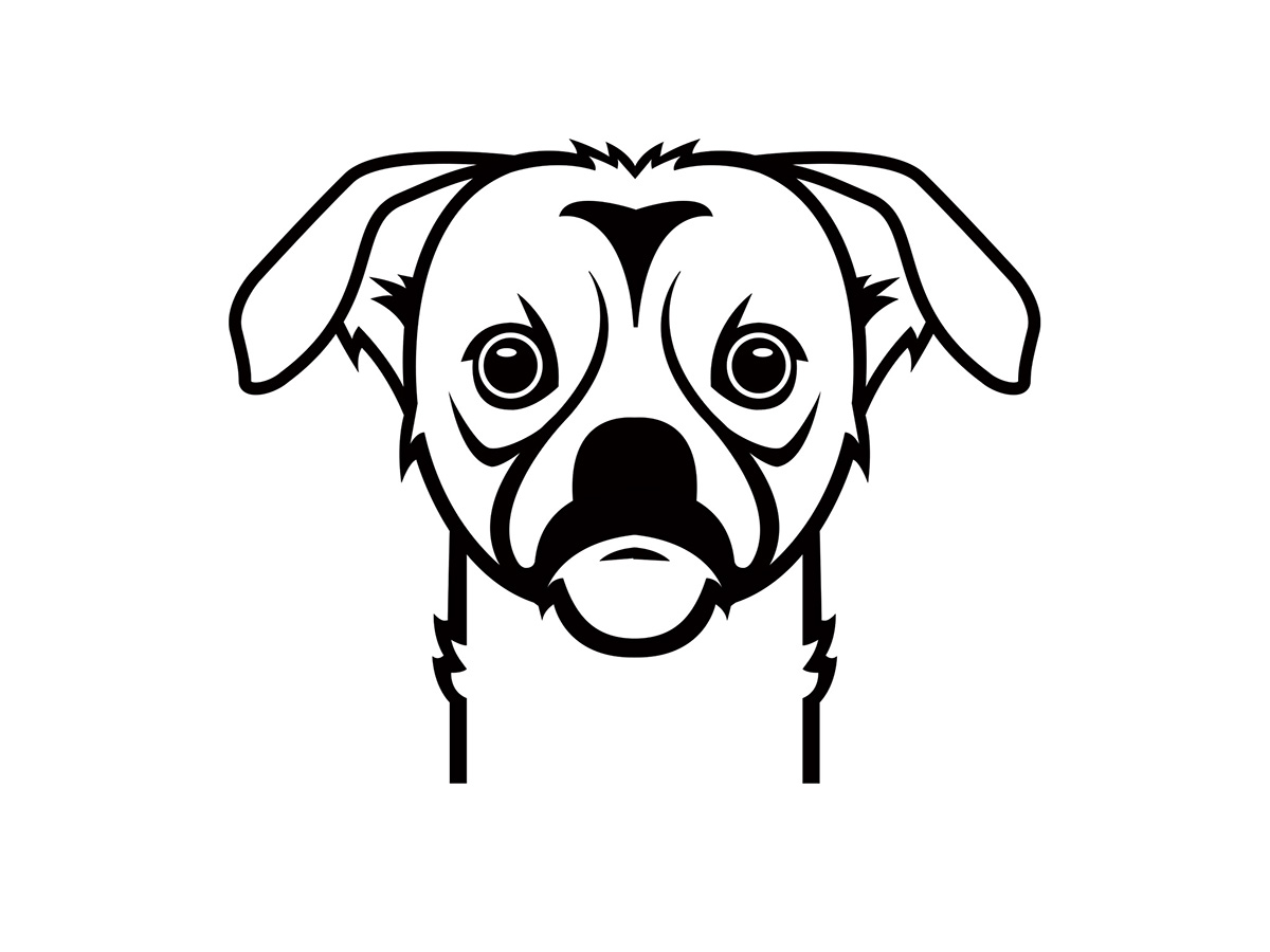 Handlettering logo VECTOR LOVE  dog portrait