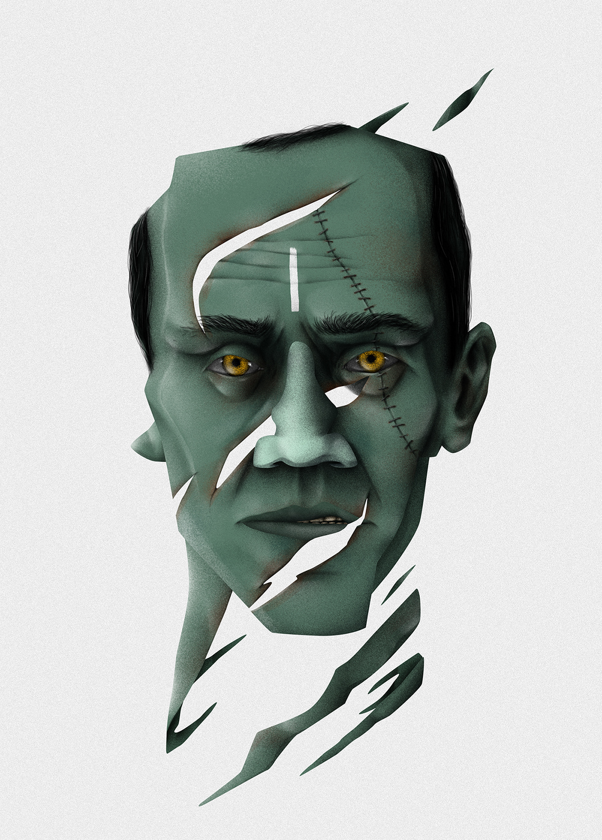 abstract portrait frankenstein creature Character design  concept ILLUSTRATION  figure editorial Digital Art 