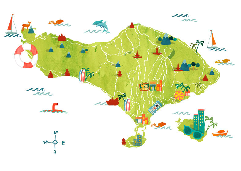map bali indonesia Icon illustrated map Travel beach hellobali magazine