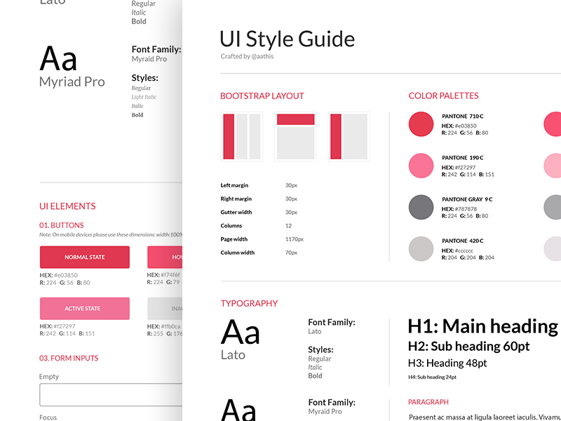 Style Guide ui elements ui style guide Web Elements buttons typo fonts Web icons checkbox